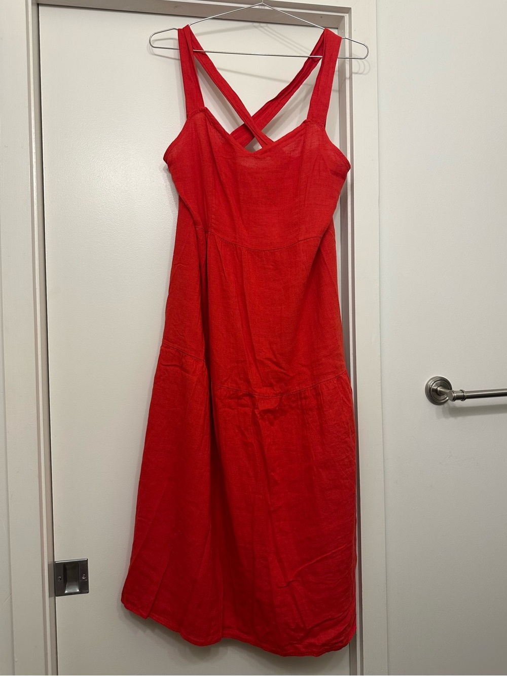 Valentina Naldi Red Linen Blend Midi Dress- Made in Italy